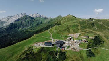 Luftaufnahme von der Baustelle Neubau Bergrestaurant Grüneck | © Golm Silvretta Lünersee Tourismus GmbH Bregenz, Philipp Schilcher