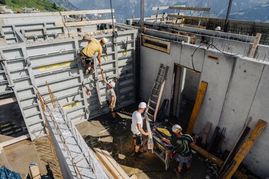 Bild vom Rohbau der Baustelle Neubau Bergrestaurant Grüneck | © Golm Silvretta Lünersee Tourismus GmbH Bregenz, Philipp Schilcher