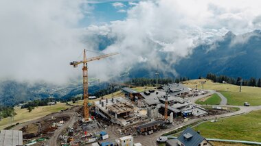 Luftaufnahme von der Baustelle Neubau Bergrestaurant Grüneck | © Golm Silvretta Lünersee Tourismus GmbH Bregenz, Philipp Schilcher