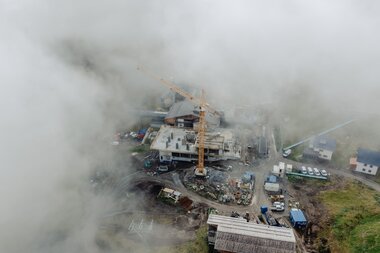 Luftaufnahme von der Baustelle Neubau Bergrestaurant Grüneck | © Golm Silvretta Lünersee Tourismus GmbH Bregenz, Philipp Schilcher